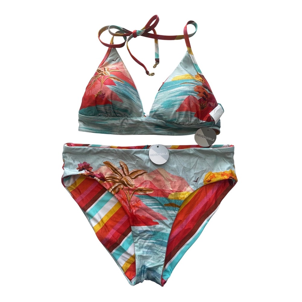 Trina Turk Cyclades Reversible Banded Bikini Top and Hipster Swim Bottom Size 14 - Picture 4 of 9